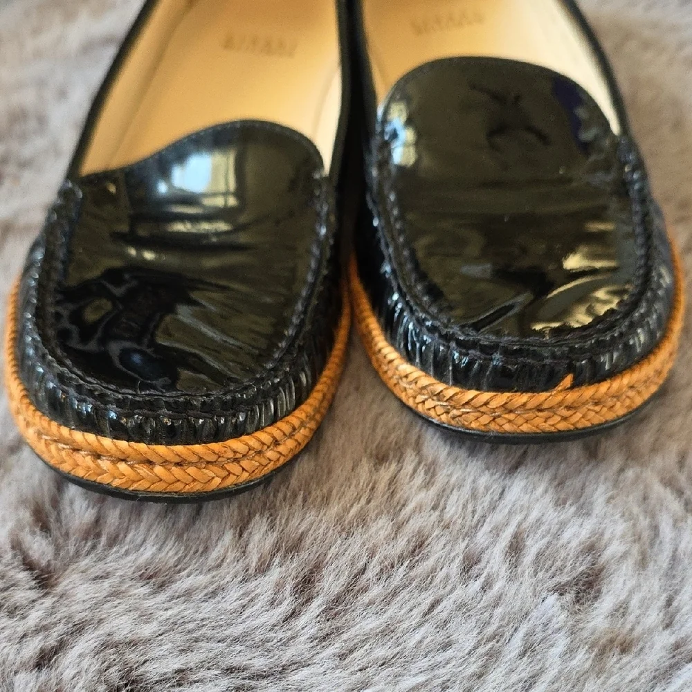 Stuart Weitzman Patent Leather Espadrilles Flats Vtg Classic Loafer Design 9.5 N